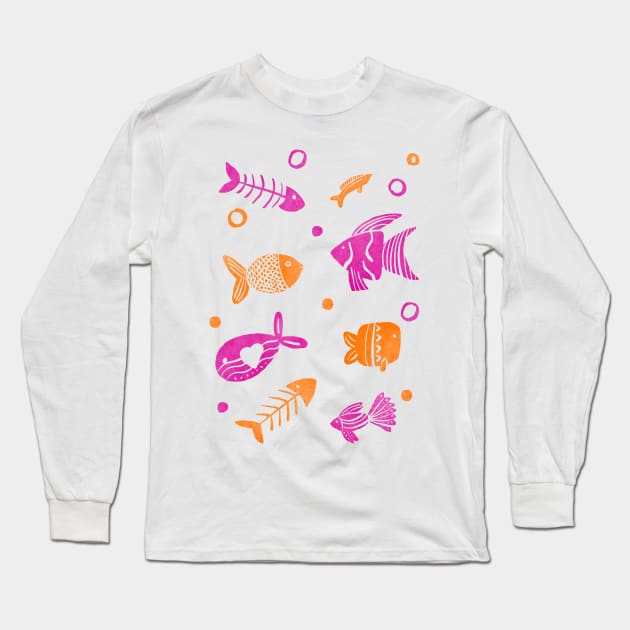 Orange and magenta tropical fishes Long Sleeve T-Shirt by Home Cyn Home 